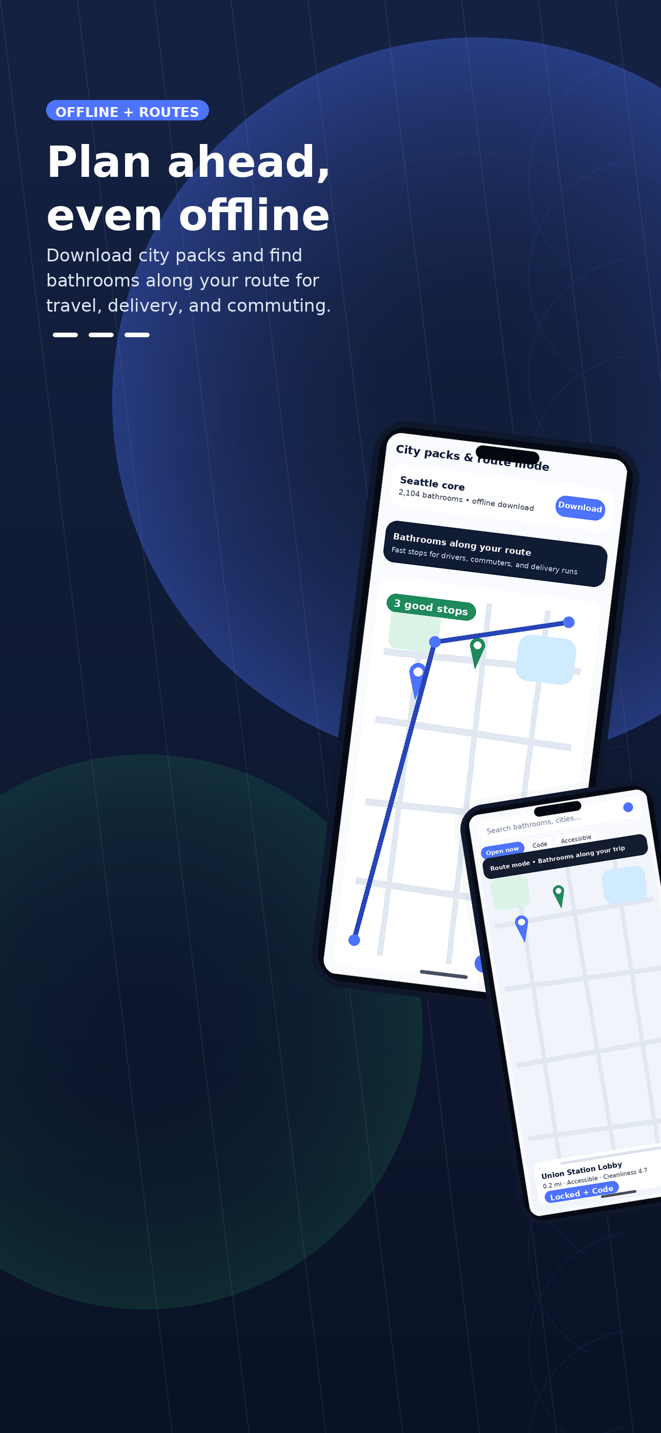 StallPass offline route mode for restroom planning
